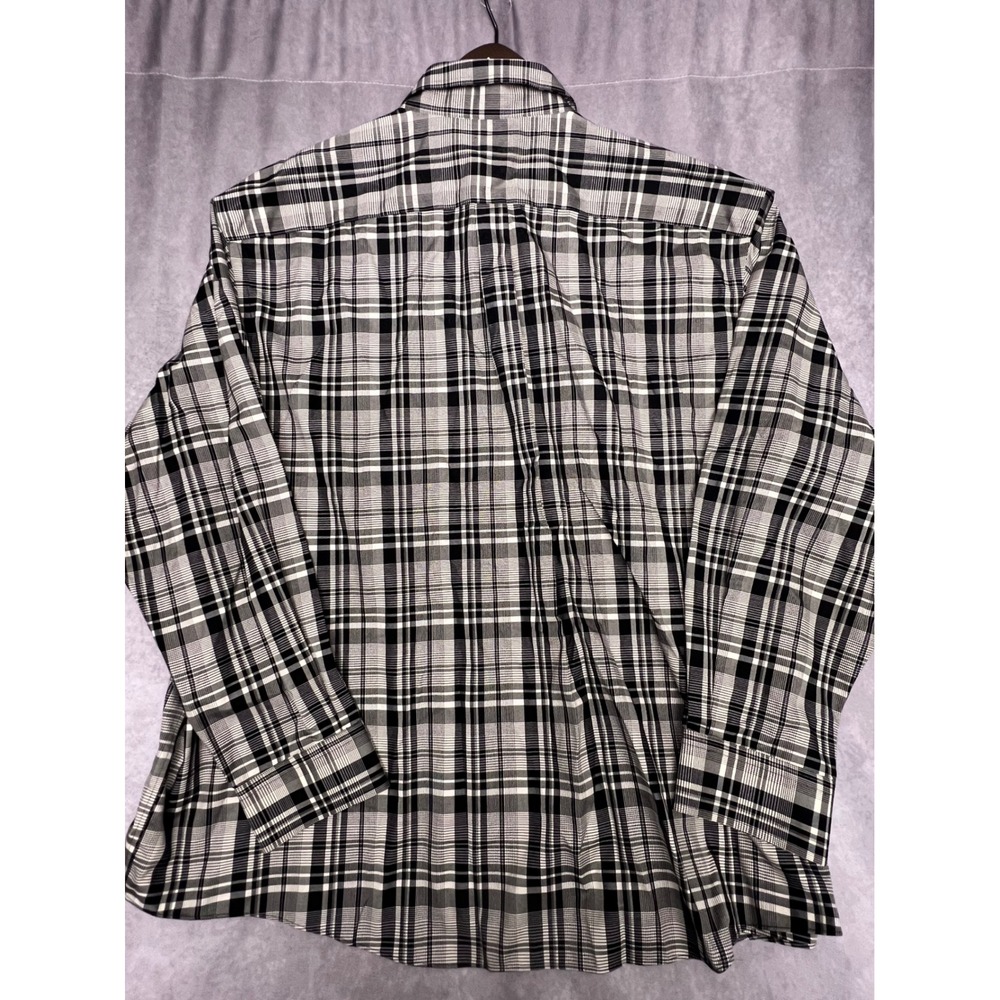 Lands' End Button Down Shirt Mens 3XL Black White Excellent No Iron Twill Plaid - Picture 5 of 6